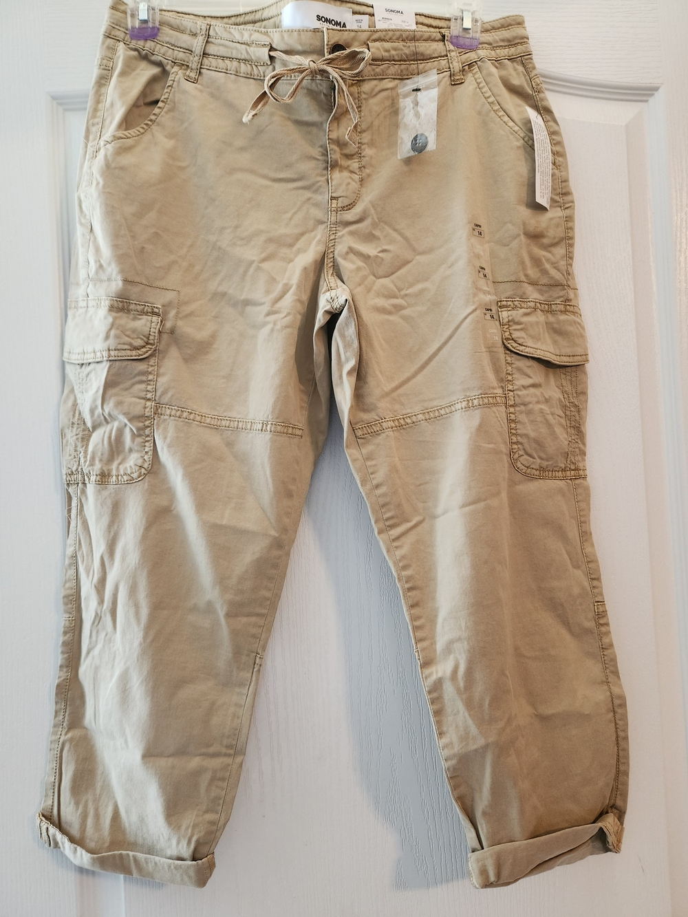 Sonoma Men's Khaki Cargo Pants with Drawstring
